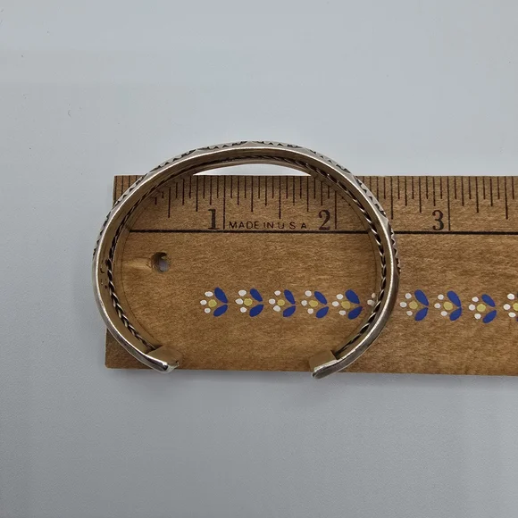 VTG Solid Sterling Silver Southwestern Stamped Cuff Bracelet Twisted Cable, 27g - Picture 10 of 13